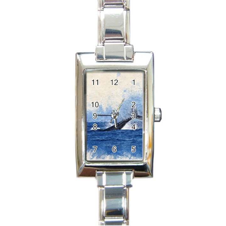 Whale Watercolor Sea Rectangle Italian Charm Watch