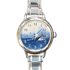 Whale Watercolor Sea Round Italian Charm Watch by BangZart