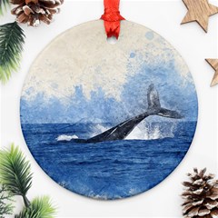 Whale Watercolor Sea Ornament (round) by BangZart