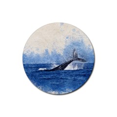 Whale Watercolor Sea Rubber Round Coaster (4 Pack) 