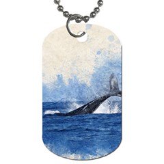 Whale Watercolor Sea Dog Tag (two Sides) by BangZart