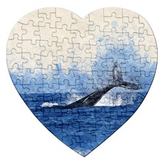 Whale Watercolor Sea Jigsaw Puzzle (heart)