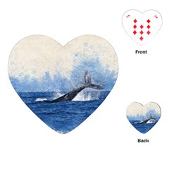 Whale Watercolor Sea Playing Cards (heart) 