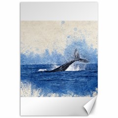 Whale Watercolor Sea Canvas 12  X 18   by BangZart