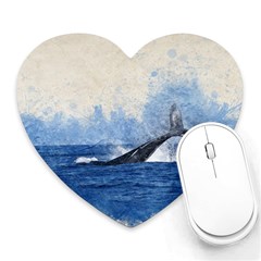 Whale Watercolor Sea Heart Mousepads