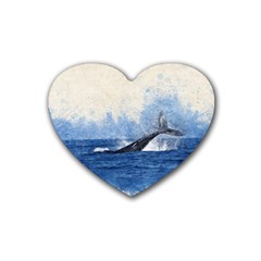 Whale Watercolor Sea Heart Coaster (4 Pack)  by BangZart