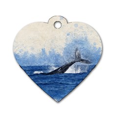 Whale Watercolor Sea Dog Tag Heart (one Side) by BangZart