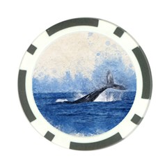 Whale Watercolor Sea Poker Chip Card Guard