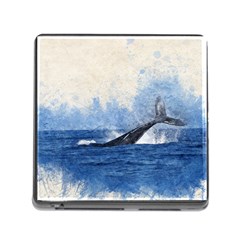 Whale Watercolor Sea Memory Card Reader (square)