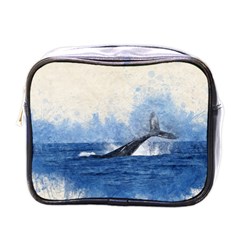 Whale Watercolor Sea Mini Toiletries Bags by BangZart