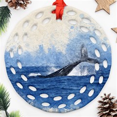 Whale Watercolor Sea Ornament (round Filigree)