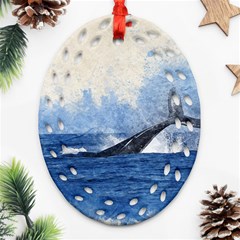 Whale Watercolor Sea Ornament (oval Filigree)