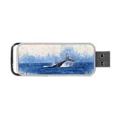 Whale Watercolor Sea Portable Usb Flash (one Side) by BangZart