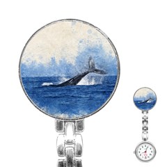 Whale Watercolor Sea Stainless Steel Nurses Watch by BangZart