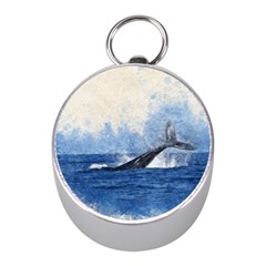 Whale Watercolor Sea Mini Silver Compasses by BangZart