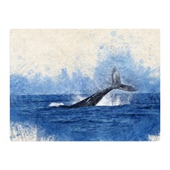 Whale Watercolor Sea Double Sided Flano Blanket (mini)  by BangZart