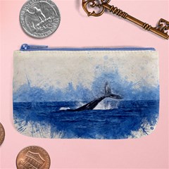 Whale Watercolor Sea Large Coin Purse