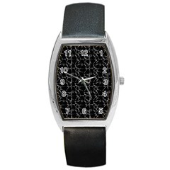 Black And White Textured Pattern Barrel Style Metal Watch