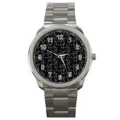 Black And White Textured Pattern Sport Metal Watch by dflcprints