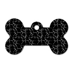 Black And White Textured Pattern Dog Tag Bone (One Side)