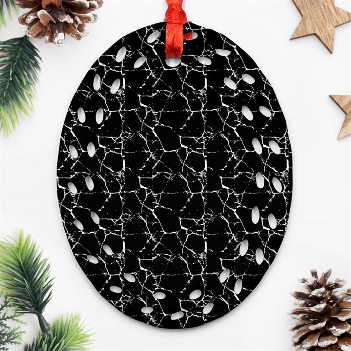 Black And White Textured Pattern Ornament (Oval Filigree)