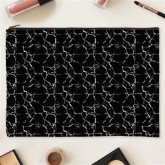 Black And White Textured Pattern Cosmetic Bag (XXXL) 