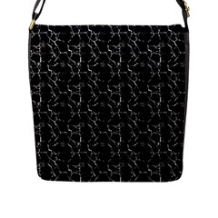 Black And White Textured Pattern Flap Messenger Bag (l)  by dflcprints