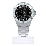 Black And White Textured Pattern Plastic Nurses Watch Front