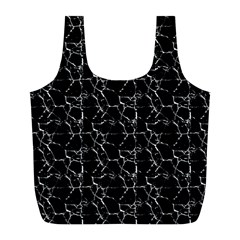 Black And White Textured Pattern Full Print Recycle Bags (L) 