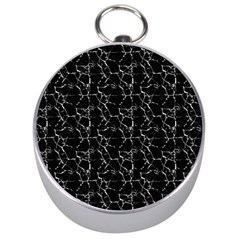 Black And White Textured Pattern Silver Compasses by dflcprints