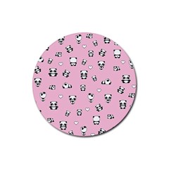 Panda Pattern Rubber Round Coaster (4 Pack)  by Valentinaart