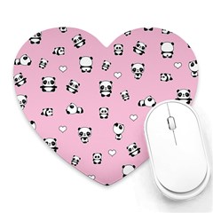 Panda Pattern Heart Mousepads by Valentinaart