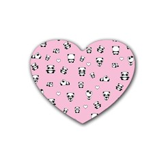 Panda Pattern Rubber Coaster (heart)  by Valentinaart