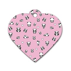 Panda Pattern Dog Tag Heart (one Side) by Valentinaart