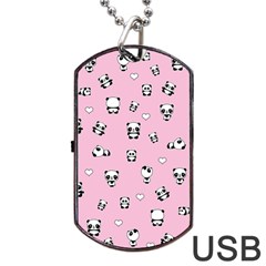 Panda Pattern Dog Tag Usb Flash (one Side) by Valentinaart