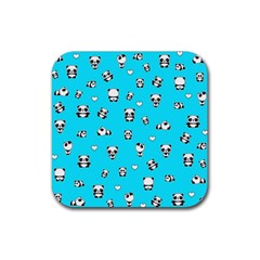 Panda Pattern Rubber Coaster (square)  by Valentinaart