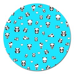 Panda Pattern Magnet 5  (round) by Valentinaart