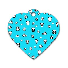 Panda Pattern Dog Tag Heart (one Side) by Valentinaart