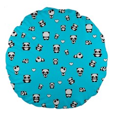 Panda Pattern Large 18  Premium Flano Round Cushions by Valentinaart