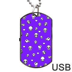 Panda Pattern Dog Tag Usb Flash (two Sides) by Valentinaart