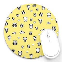 Panda Pattern Round Mousepads by Valentinaart