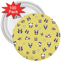 Panda Pattern 3  Buttons (100 Pack)  by Valentinaart