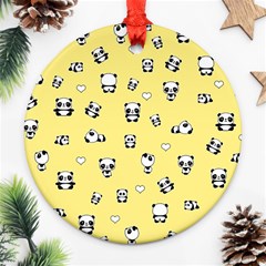 Panda Pattern Round Ornament (two Sides) by Valentinaart