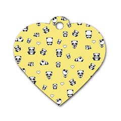 Panda Pattern Dog Tag Heart (two Sides) by Valentinaart