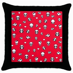 Panda Pattern Throw Pillow Case (black) by Valentinaart