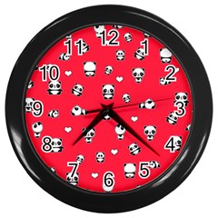 Panda Pattern Wall Clocks (black) by Valentinaart