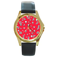 Panda Pattern Round Gold Metal Watch