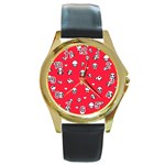 Panda pattern Round Gold Metal Watch Front