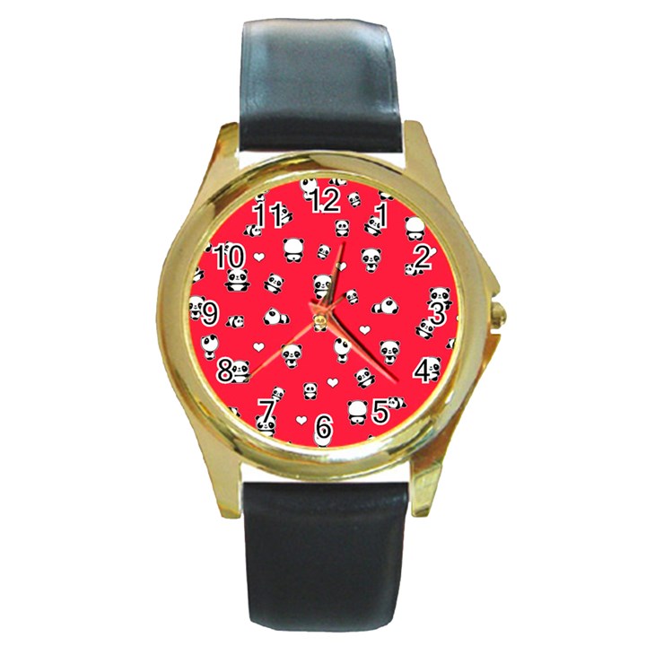 Panda pattern Round Gold Metal Watch