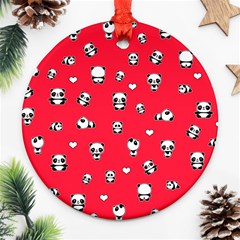 Panda Pattern Round Ornament (two Sides) by Valentinaart